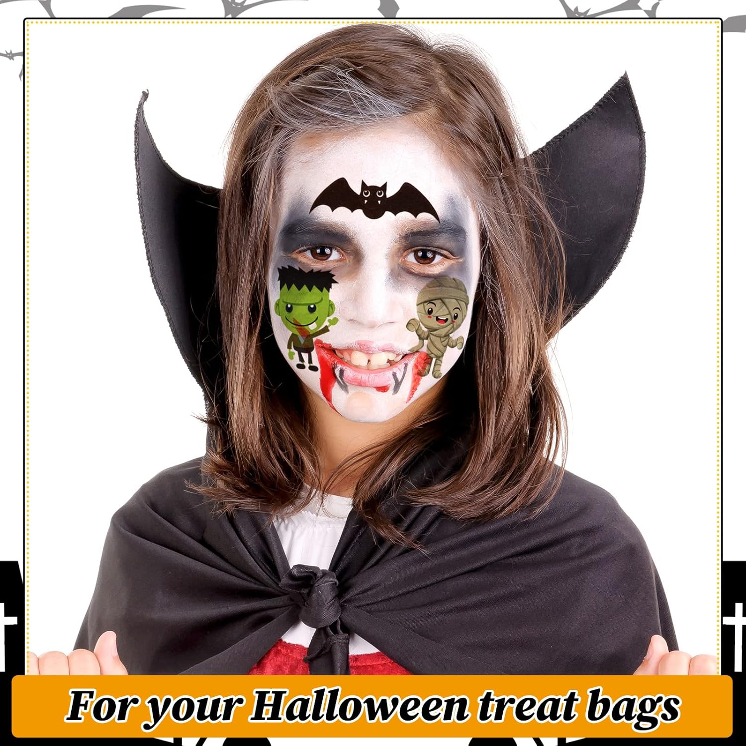 80 hojas de 800 patrones de tatuajes temporales de Halloween para niños, calcomanías temporales impermeables para Halloween, maquillaje de