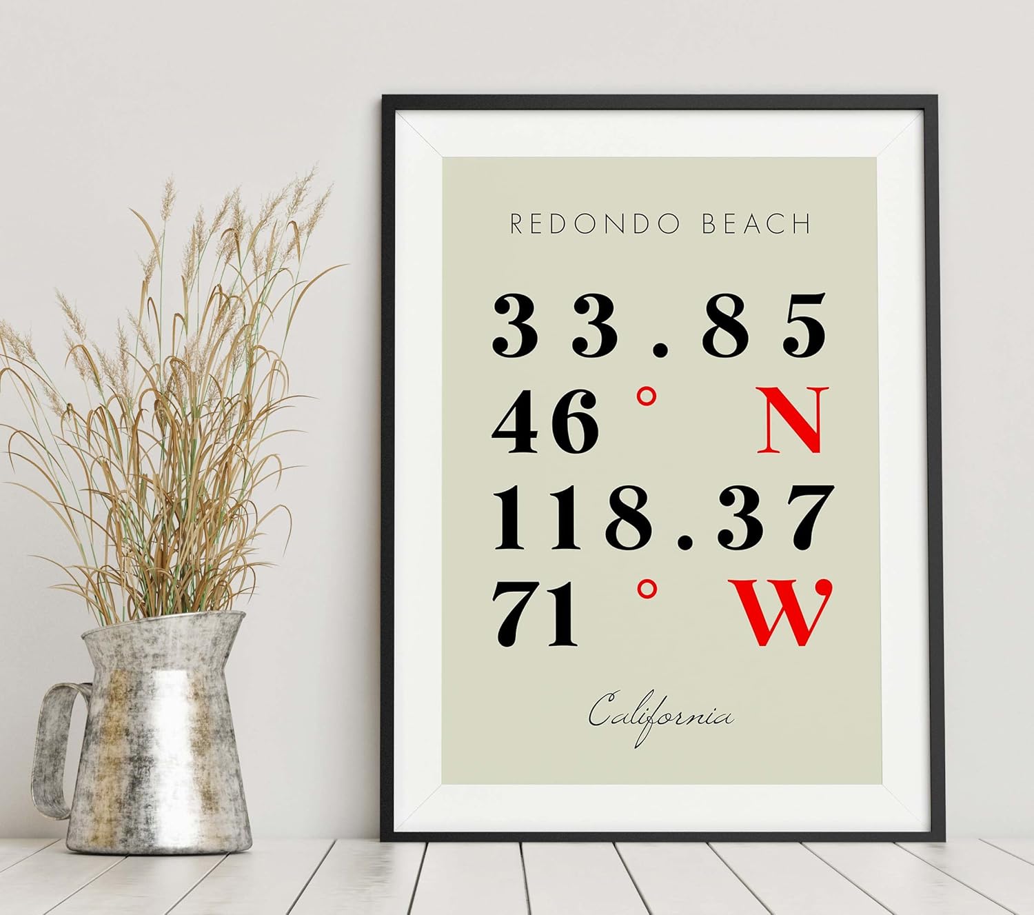 Mapa de Redondo Beach, California, Coordenadas Multilíneas de Colores (18×24)
