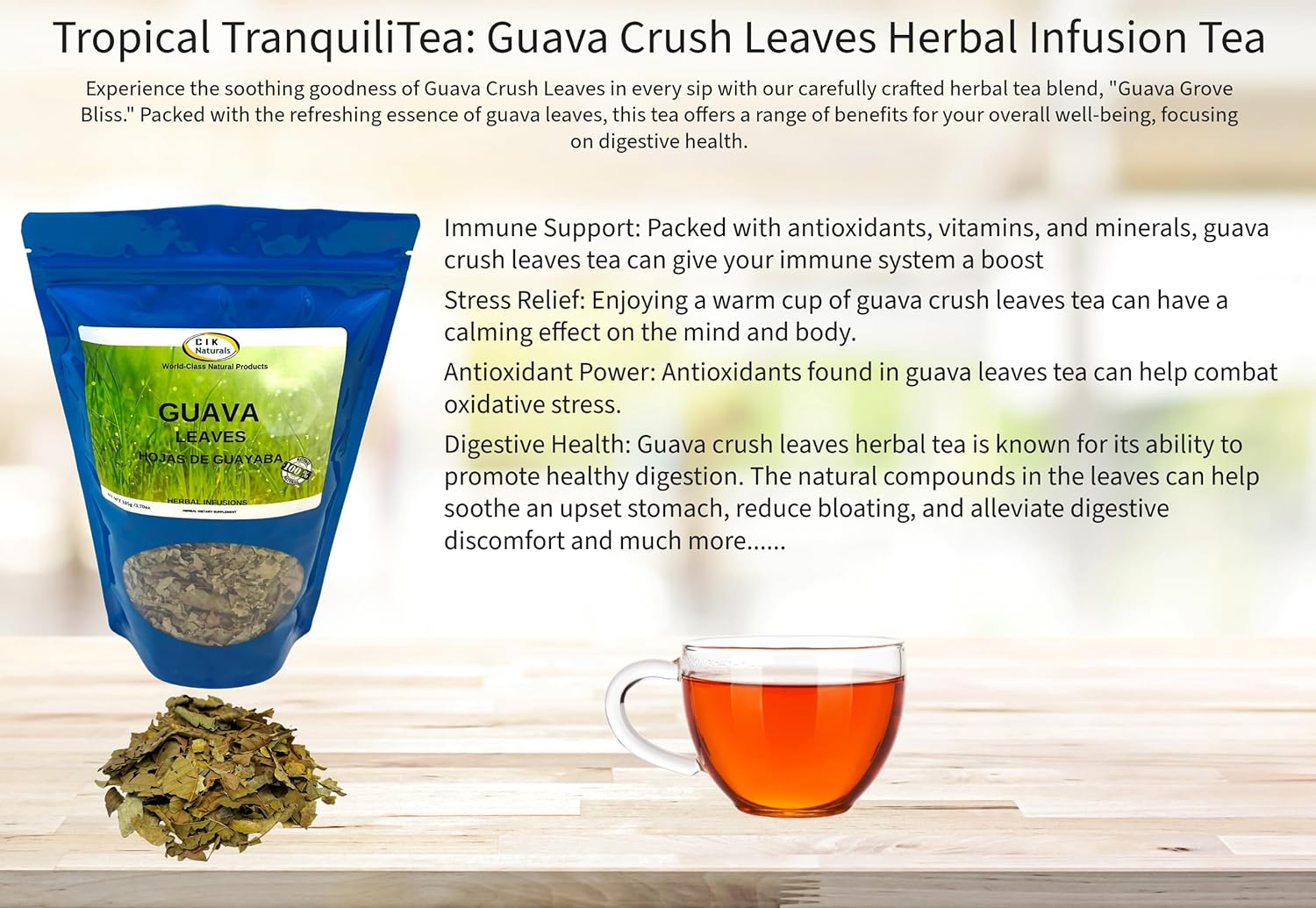Hojas de Té de Guayaba (3.70 oz) Té de Hierbas – Hojas De Guayaba -100% Natural – Grandes Beneficios Beber Té – Infusiones de Hierbas