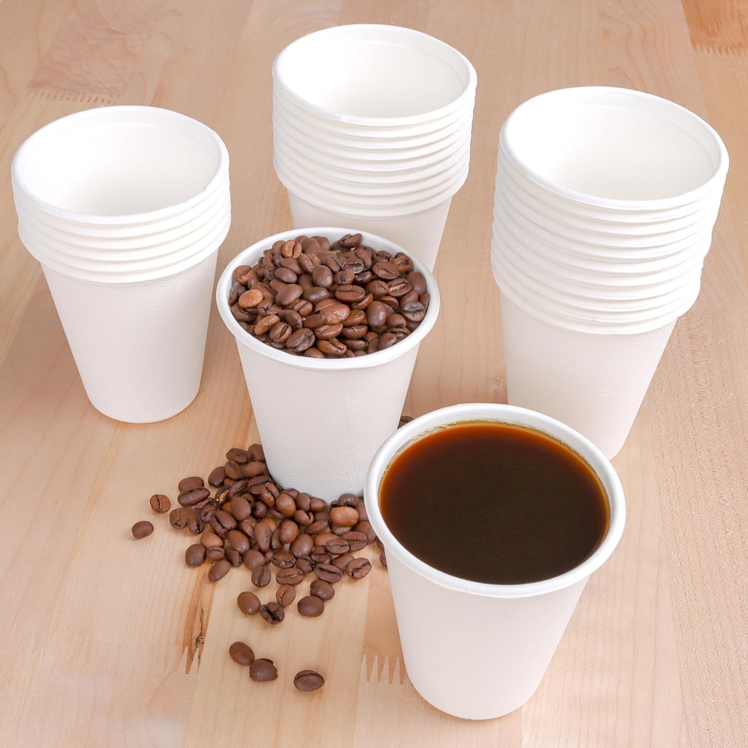 ECORIYO Tazas de café desechables de papel de 8 onzas, paquete de 50 tazas biodegradables y ecológicas, vasos de papel desechables de caña de