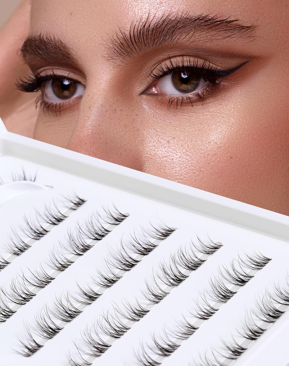 DY20 – Extensiones de pestañas individuales en racimo de visón natural, pequeñas y medias pestañas postizas 34, extensiones de pestañas postizas
