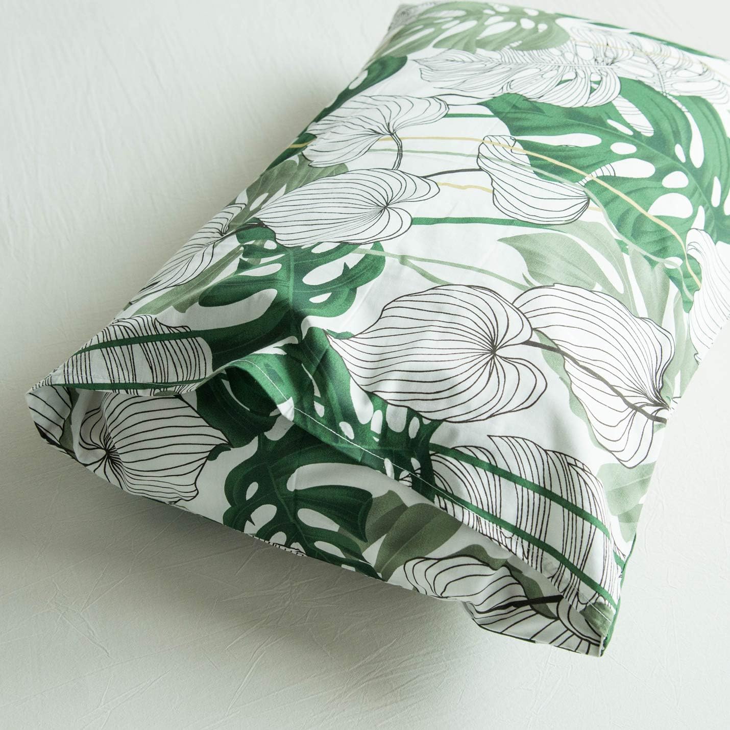 YuHeGuoJi – Juego de cama de 3 piezas, 100% algodón, diseño moderno impreso, 1 funda de edredón con cierre de cremallera y tiras de esquina, 2