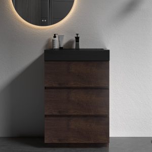 Alice – Tocador de baño de 24 pulgadas con desbordamiento, gran almacenamiento, pequeño tocador de baño para baño moderno, lavabo de una sola pieza, Alice – Tocador de baño de 24 pulgadas con desbordamiento, gran almacenamiento, pequeño tocador de baño para baño moderno, lavabo de una sola pieza,