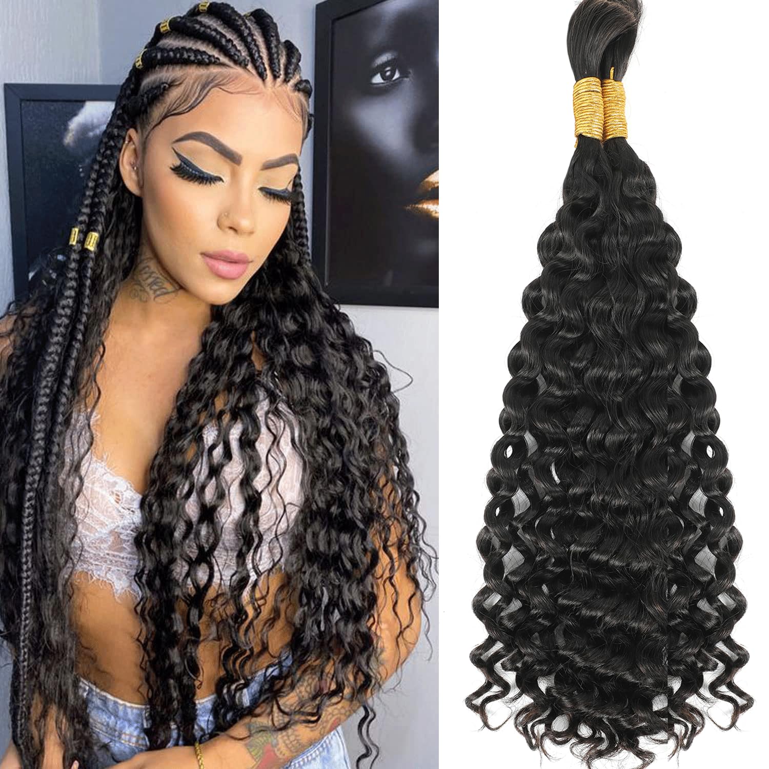 Extensiones de cabello humano micro trenzado a granel para micro trenzas, sin trama, 20 pulgadas (3.53 onzas (paquete de 2 paquetes), extensiones de