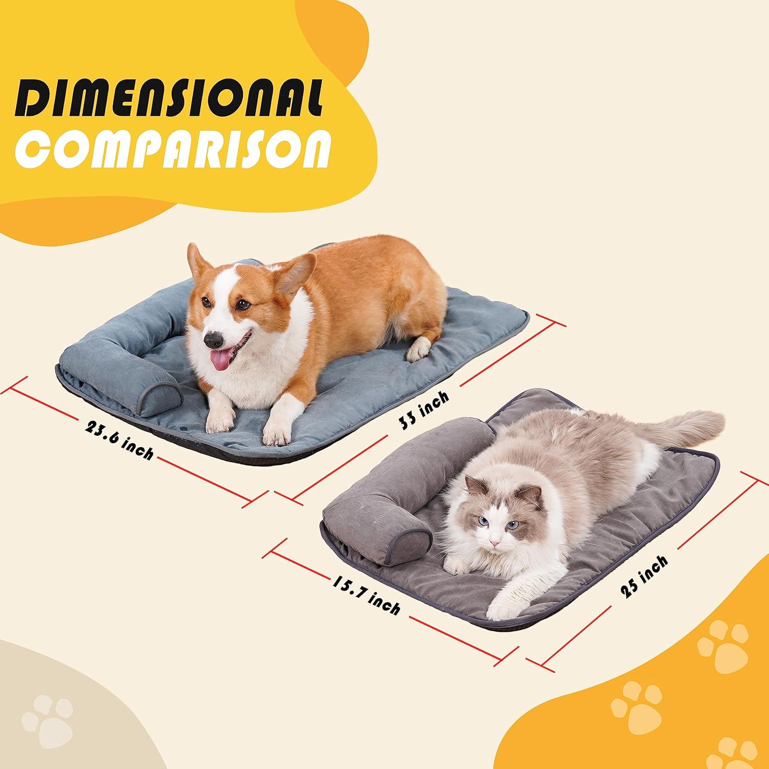 Almohadilla de algodón suave y duradera color caqui para perros y gatos medianos con superficie antiadherente y una almohada en L, lavable a