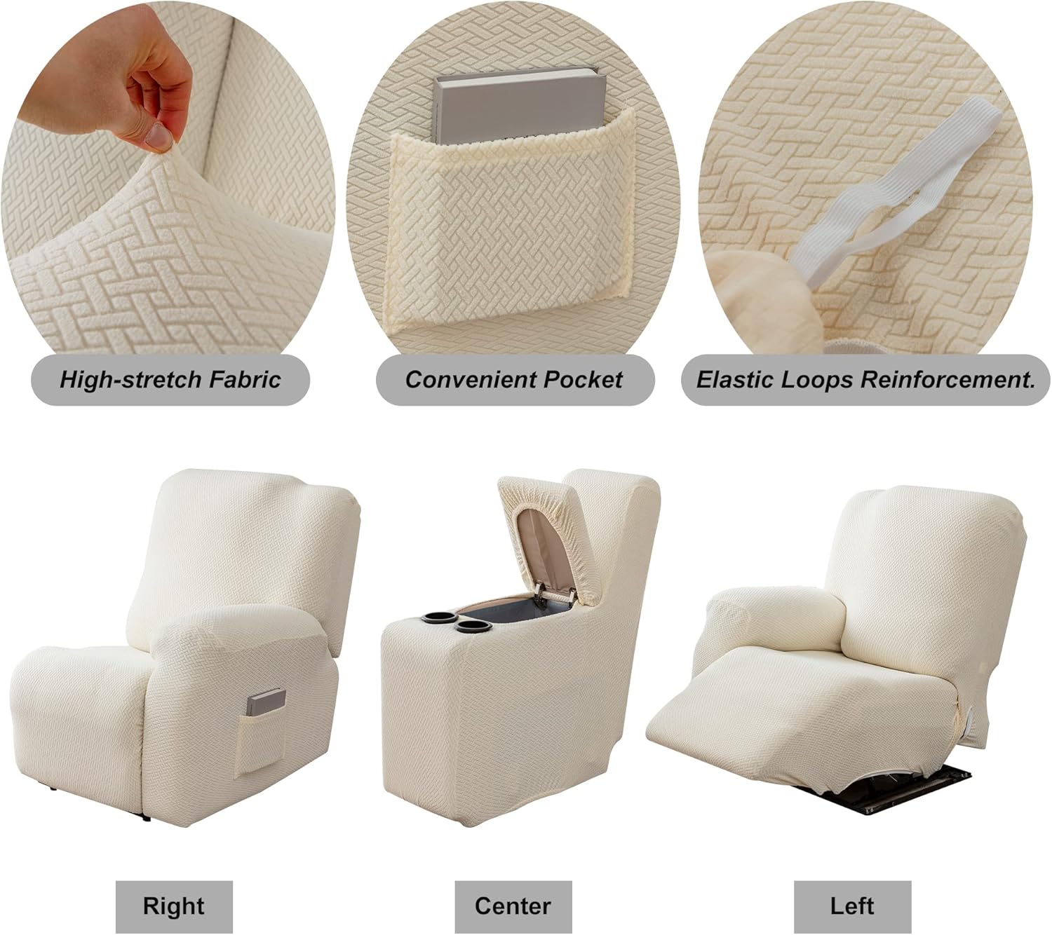 Genina Funda de sofá reclinable para sofá reclinable, funda elástica para sofá reclinable de 2 asientos, protector de muebles de jacquard grueso