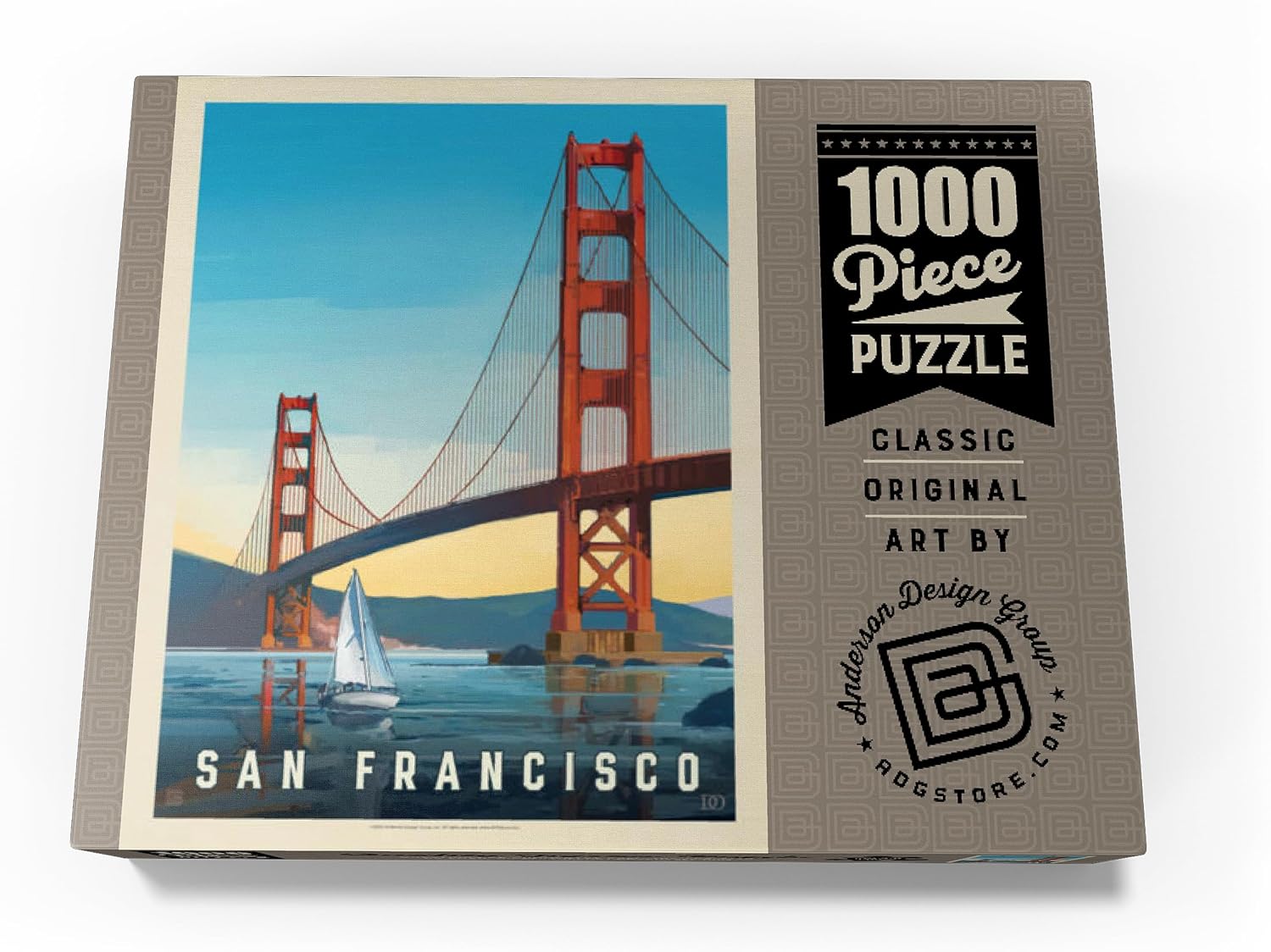 MyPuzzle San Francisco Under The Golden Gate, póster vintage, rompecabezas prémium de 1000 piezas para adultos