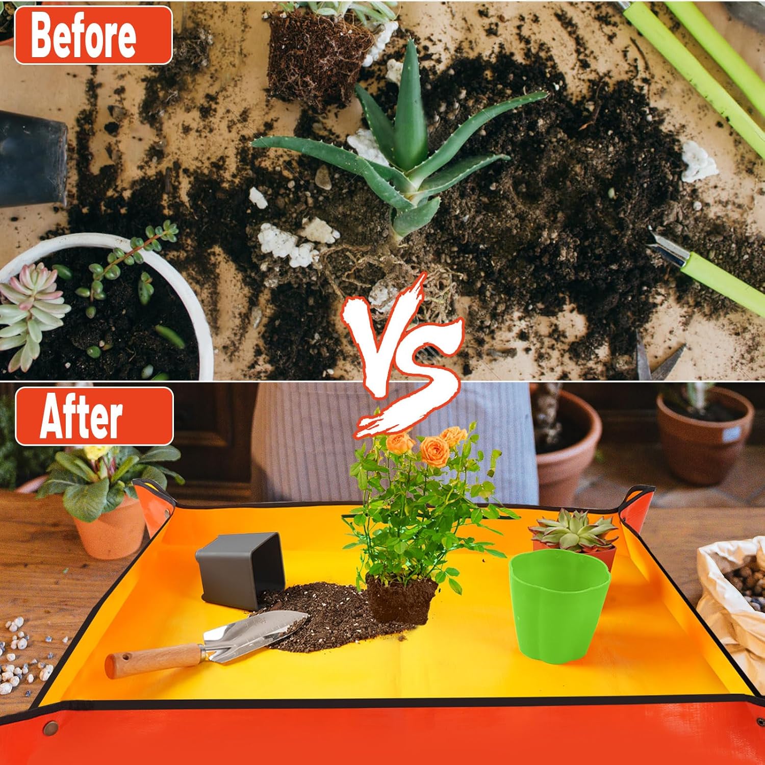 Tapete grande para trasplante de plantas de interior, bandeja portátil para macetas, impermeable, regalo de jardinería para amantes de las plantas