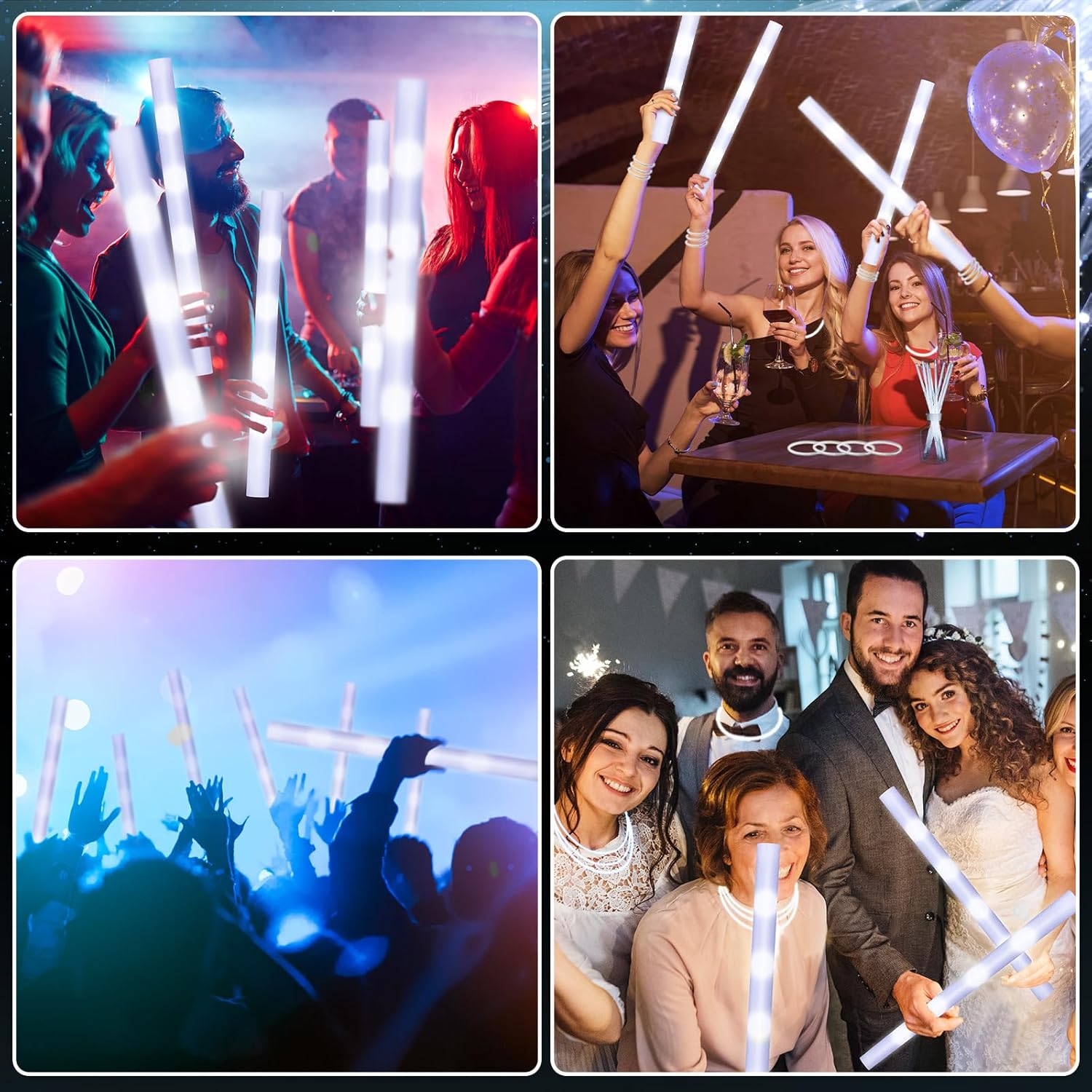 Yinder 120 barras luminosas LED, bastones de luz de 18.9 pulgadas con 3 modos de luz intermitente para luces de escenario de conciertos, bodas,