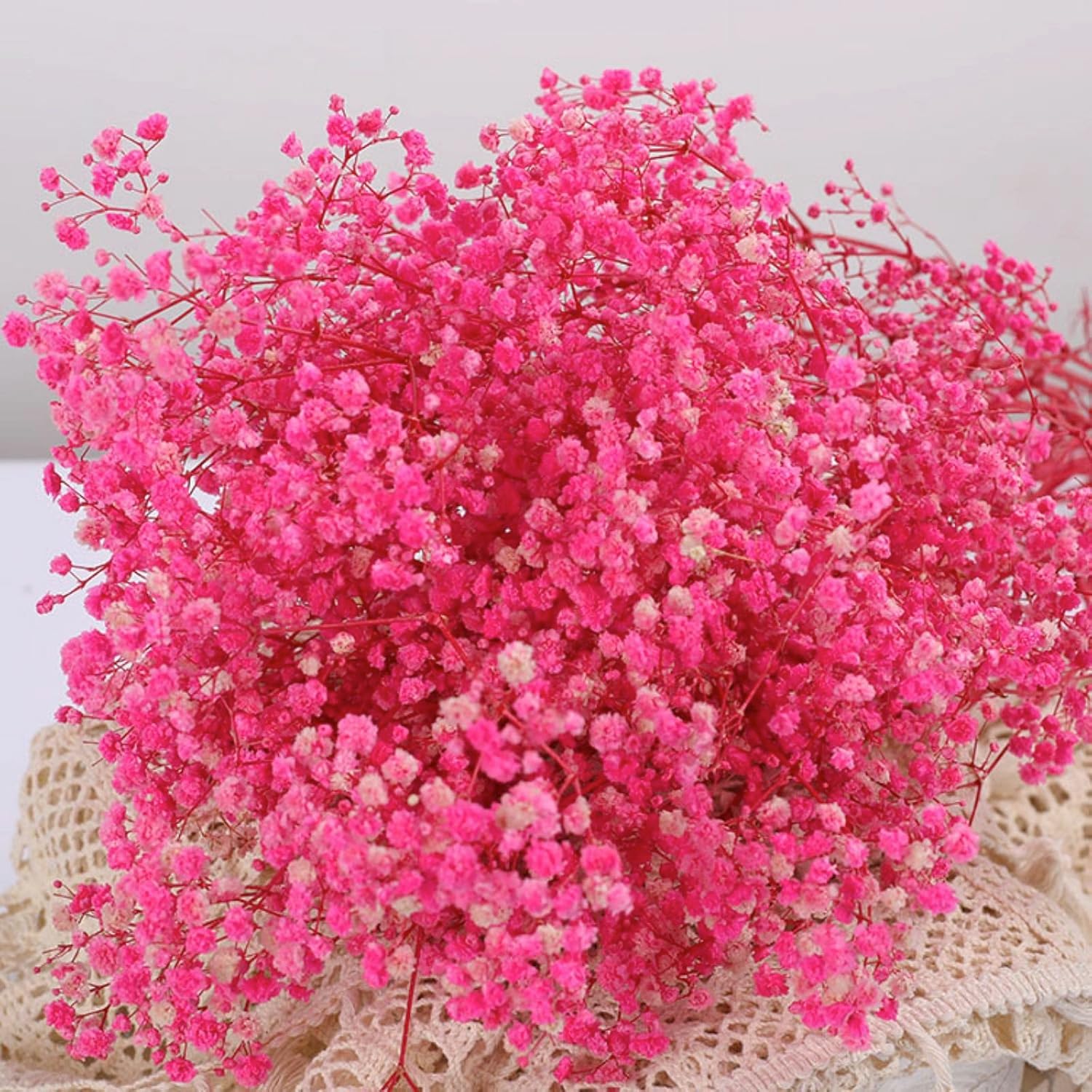 Ramo de flores secas de aliento de bebé, 17 pulgadas, más de 2500 flores secas de color rosa marfil, ramas de gypsophila naturales para bodas,