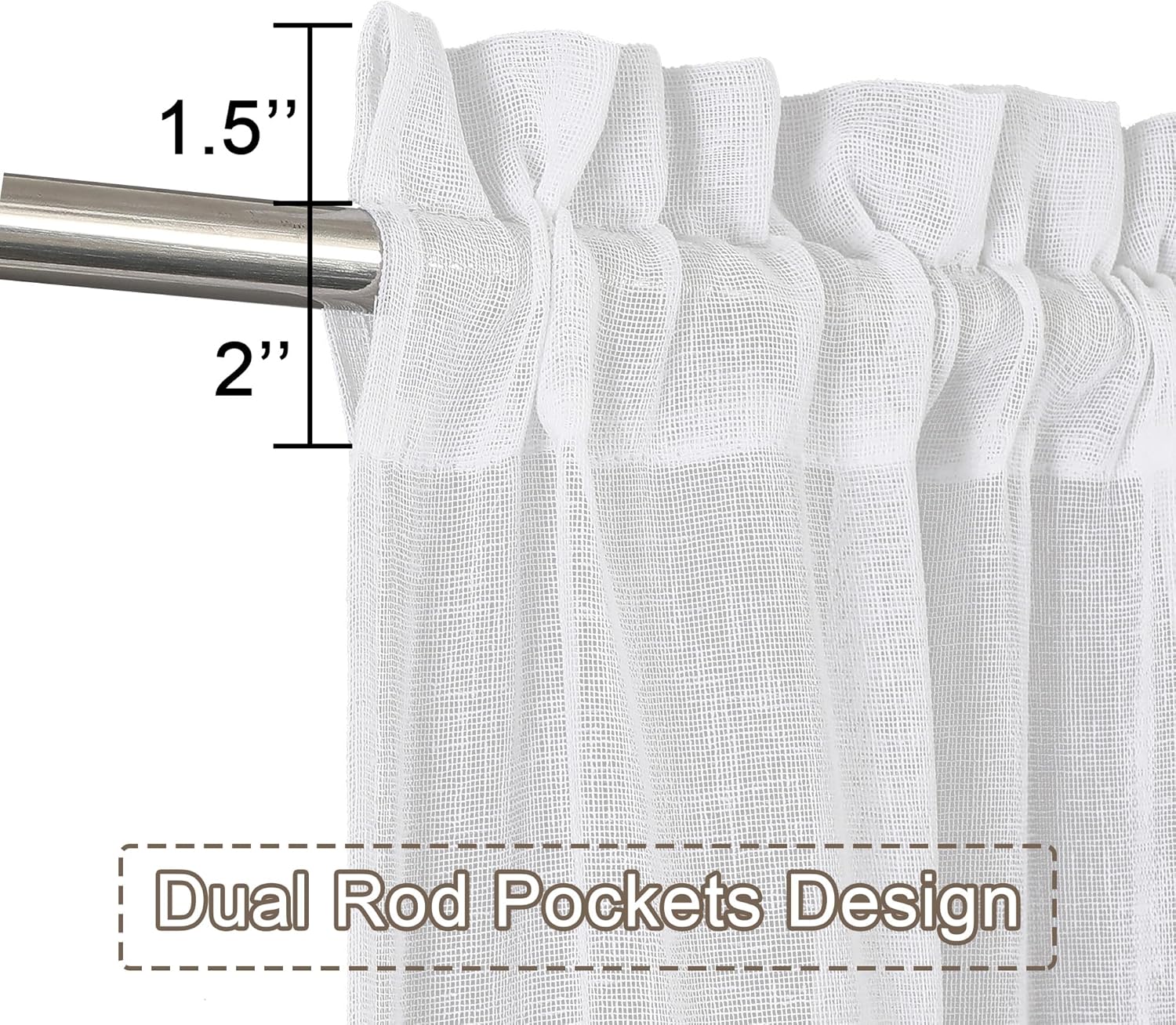 Chyhomenyc Dianna – Cortinas traslúcidas blancas de cocina de 36 pulgadas de largo, cortinas de arpillera con textura de lino sintético, cortinas