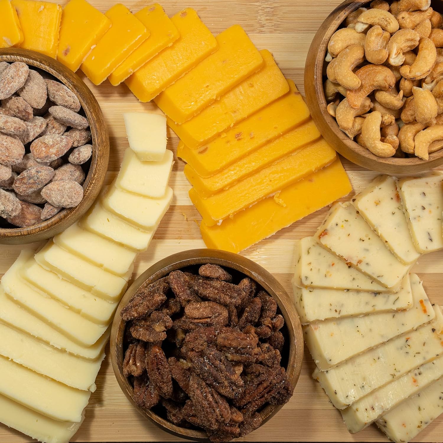 Cesta de regalo de queso y nueces, incluye anacardos, almendras, nueces, quesos Jack y Cheddar, gran canasta Goft para adultos para hombres, ella,