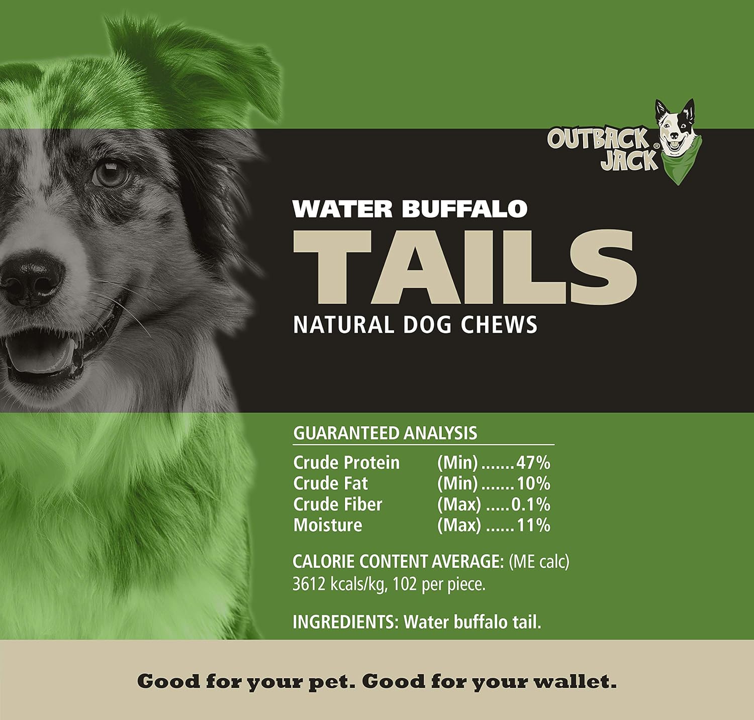 Water Buffalo Tails – Golosinas para perros 100% naturales, 6 pulgadas, 16 onzas