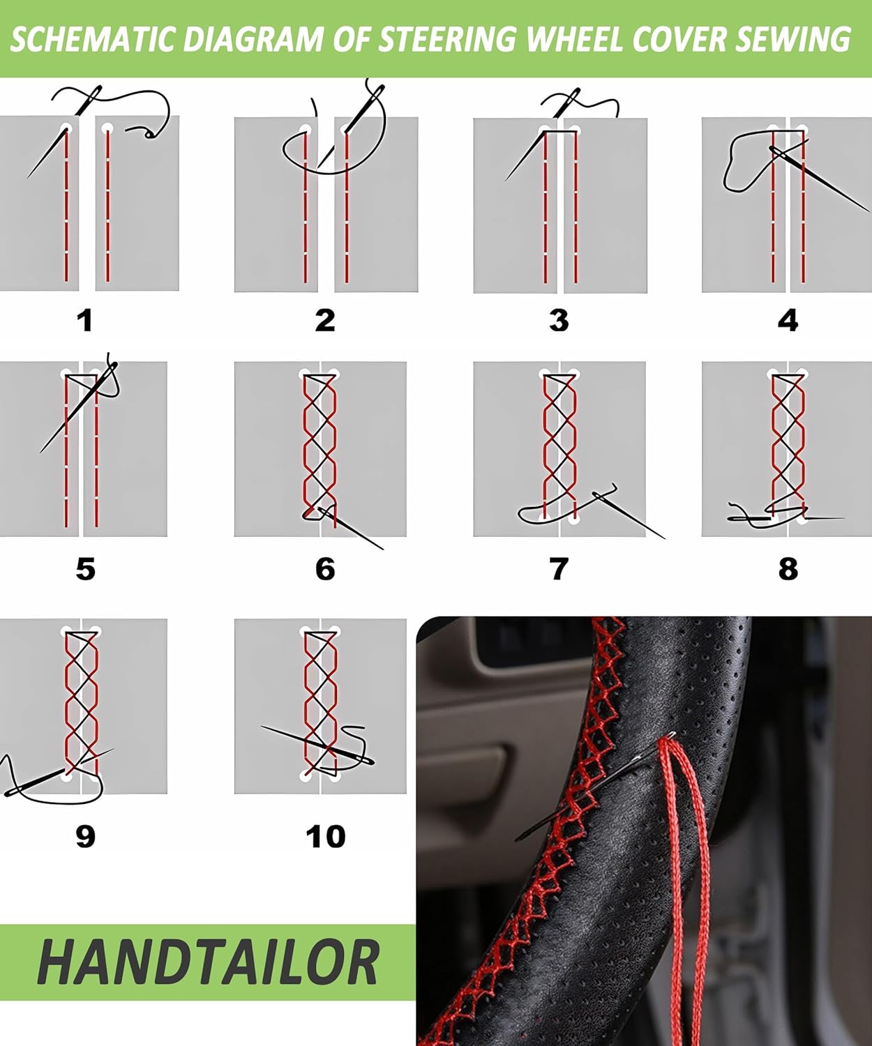 Funda para volante, funda de cuero para volante, accesorios de automóvil universal de 15 pulgadas para volante, protector de cubierta para volante