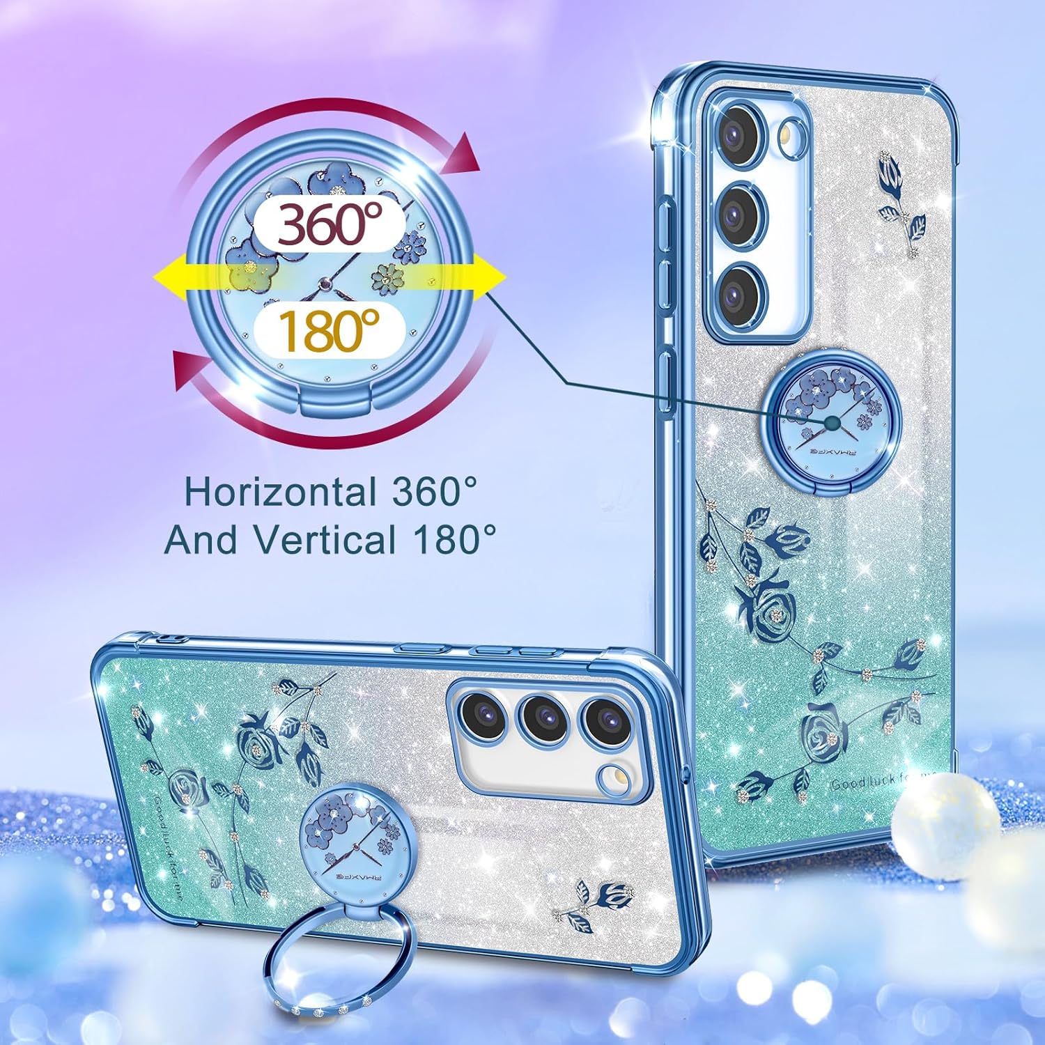 Coralogo Funda 3 en 1 para Samsung Galaxy S23 Plus con purpurina brillante para mujeres y niñas, cubierta brillante para teléfono, bonito diseño