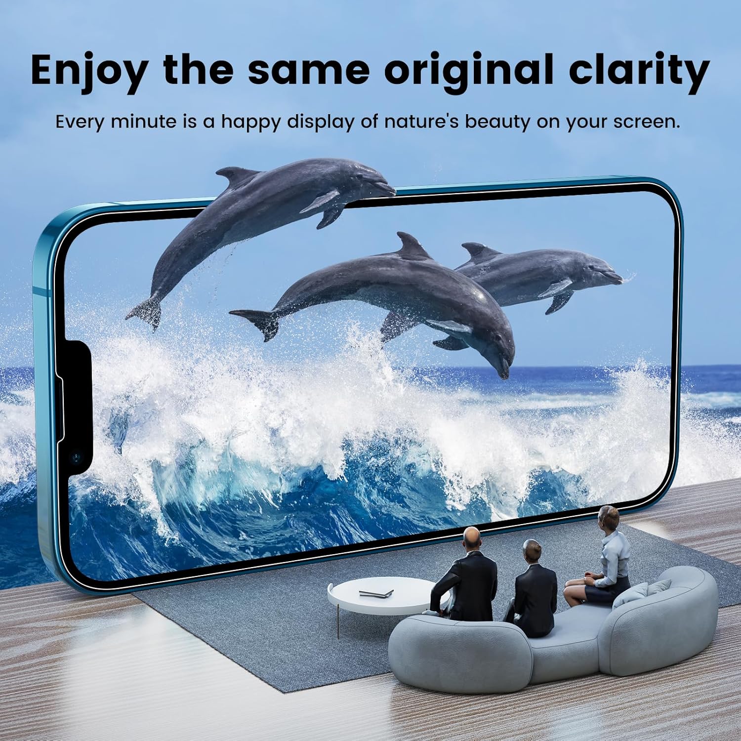 Paquete de 4 protectores de pantalla para iPhone 13 6.1 pulgadas con 2 protectores de lente de cámara, protección contra caídas película de vidrio
