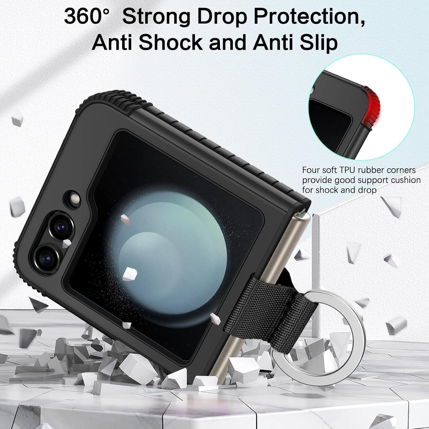 BENTOBEN Funda para Samsung Galaxy Z Flip 5, Z Flip 5 5G, resistente 2 en 1, cuerpo completo, resistente, a prueba de golpes, con anillo, para