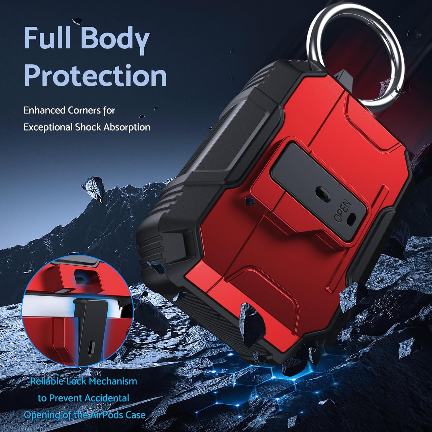 DASFOND Armor – Funda rígida de grado militar para Airpods Pro, protección de cuerpo completo a prueba de golpes, soporte de carga inalámbrica con