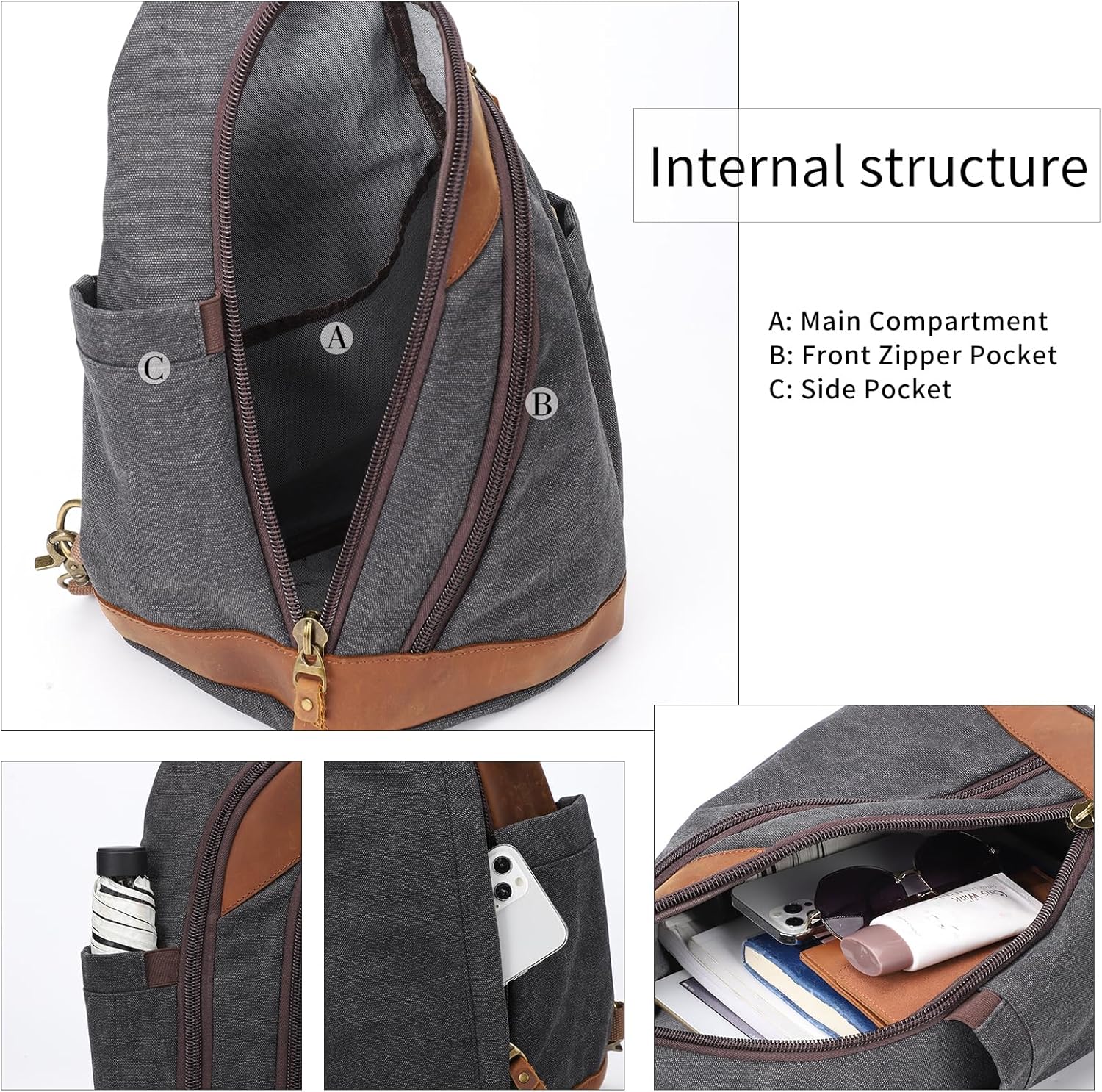 KL928 Bolso bandolera pequeño – Mochila cruzada de hombro casual mochila mochila para hombres y mujeres