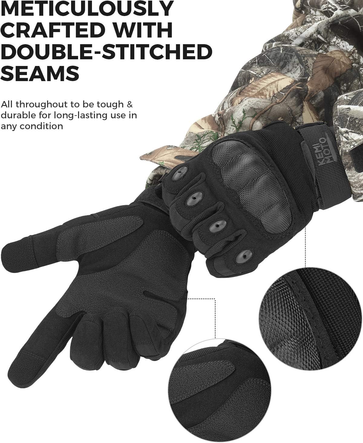 KEMIMOTO Guantes tácticos para hombres, guantes de motocicleta con pantalla táctil con carcasa dura y acolchado de palma para deportes al aire