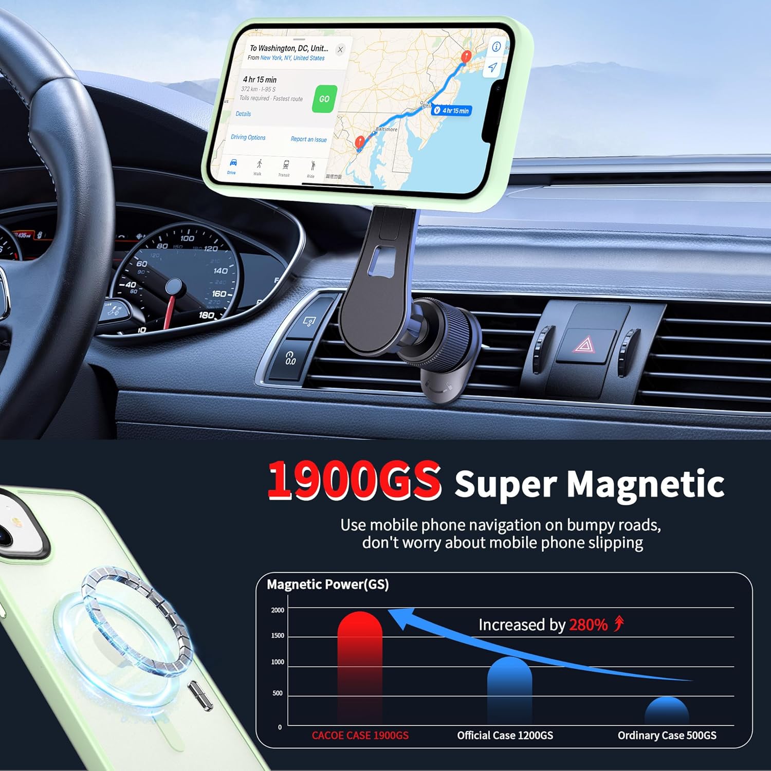 CACOE Funda magnética para iPhone 13 y iPhone 14 de 6.1 pulgadas, compatible con MagSafe y soporte magnético para teléfono de automóvil, funda