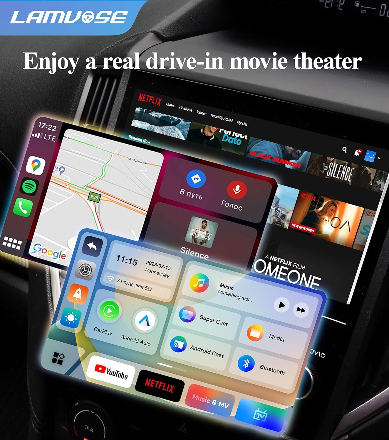 The Magic Box 2.0, Magic Box CarPlay con Netflix YouTube a Car y TV, Apple CarPlay y Android Auto Adaptador inalámbrico para coche, Magic Box