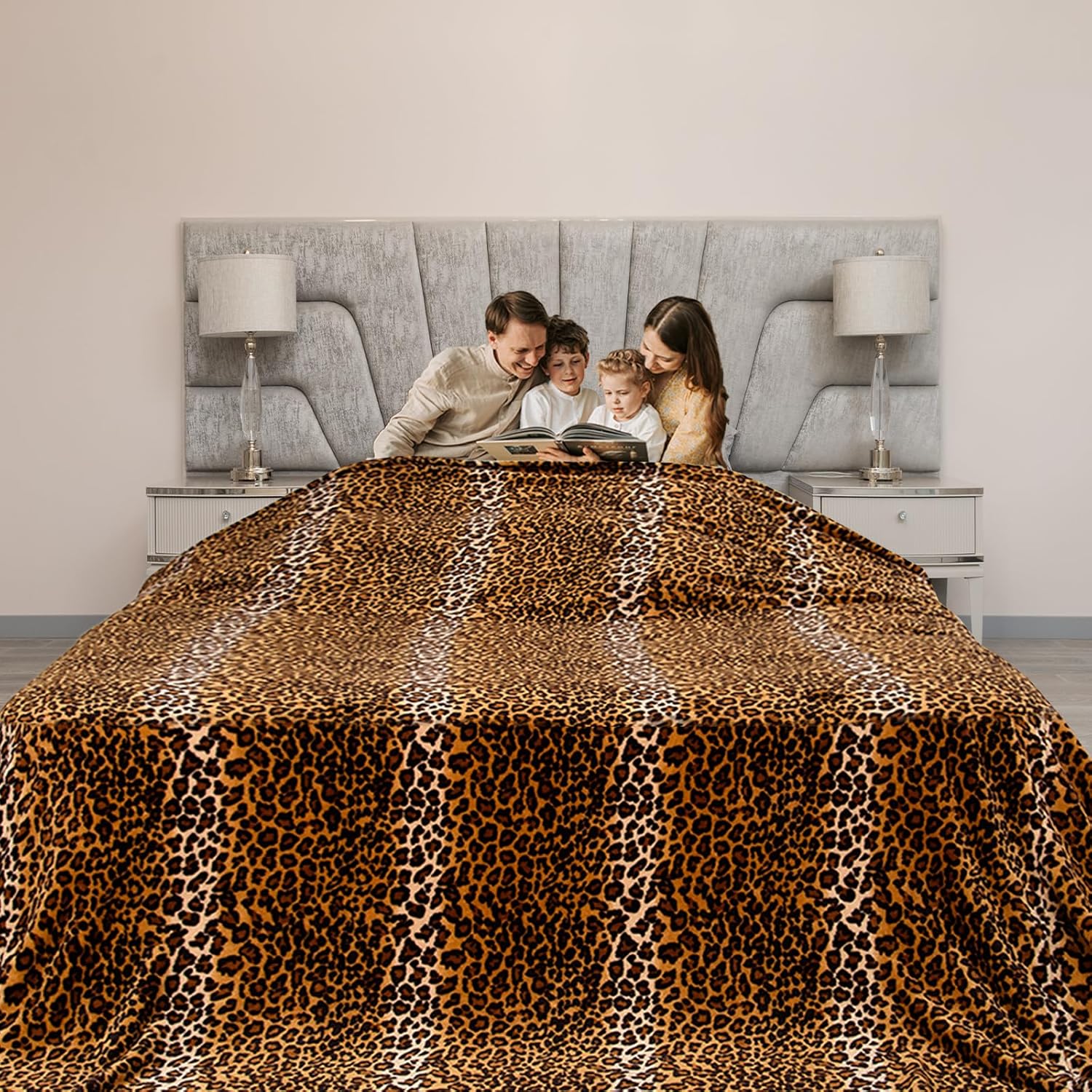 BNuitland Manta de franela de gran tamaño con estampado de leopardo (120 x 120 pulgadas) con bolsa de almacenamiento de leopardo, manta de cama de