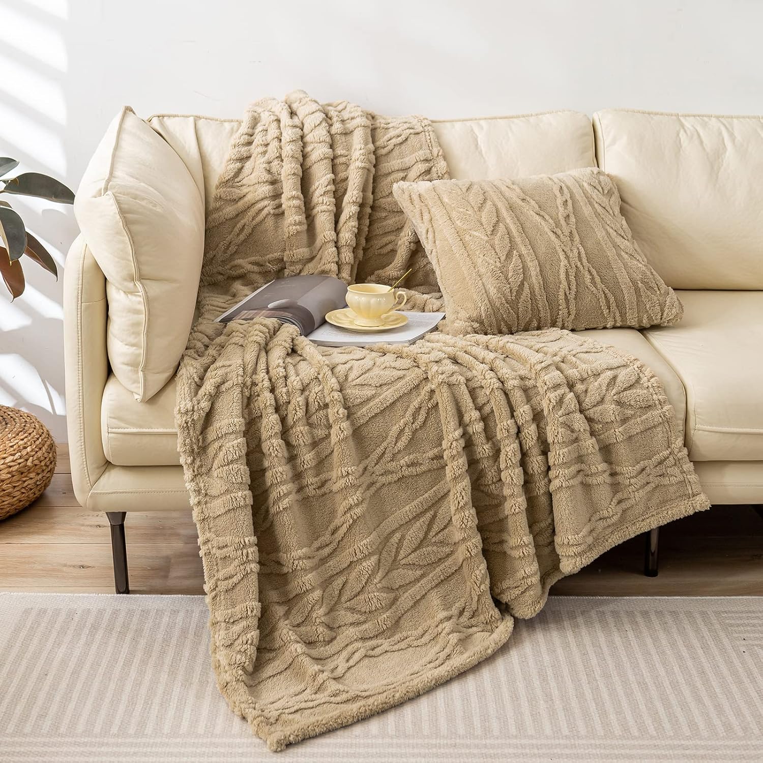 YUSOKI Manta Sherpa tamaño individual XL, diseño elegante en 3D, súper suave, mullida, acogedora, cálida, gruesa y esponjosa, para adolescentes,
