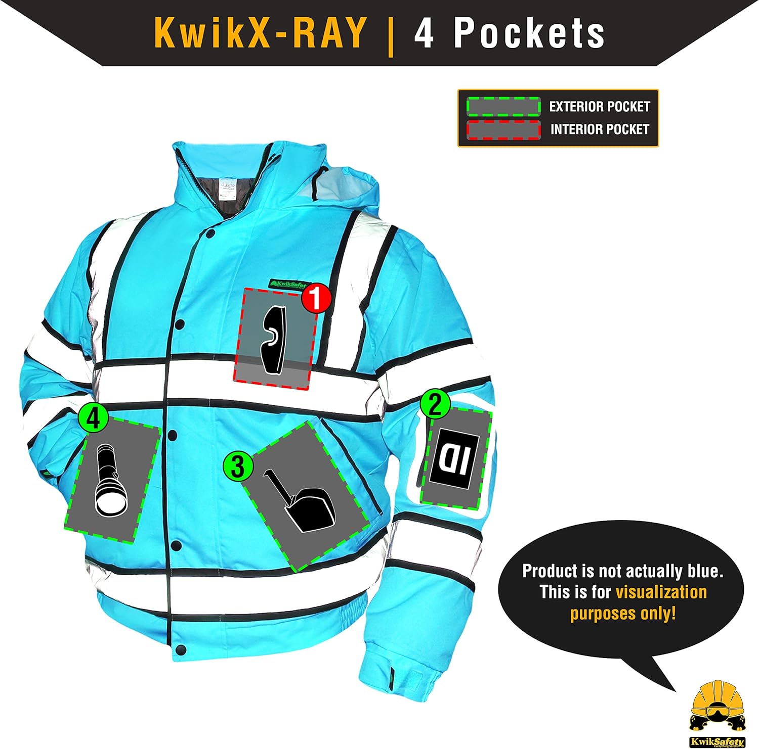 KwikSafety Chaqueta de seguridad ENFORCER, UNIVERSE & MARSHAL bolsillo para identificación y capucha plegable Clase 3 Probado por ANSI Cumple con