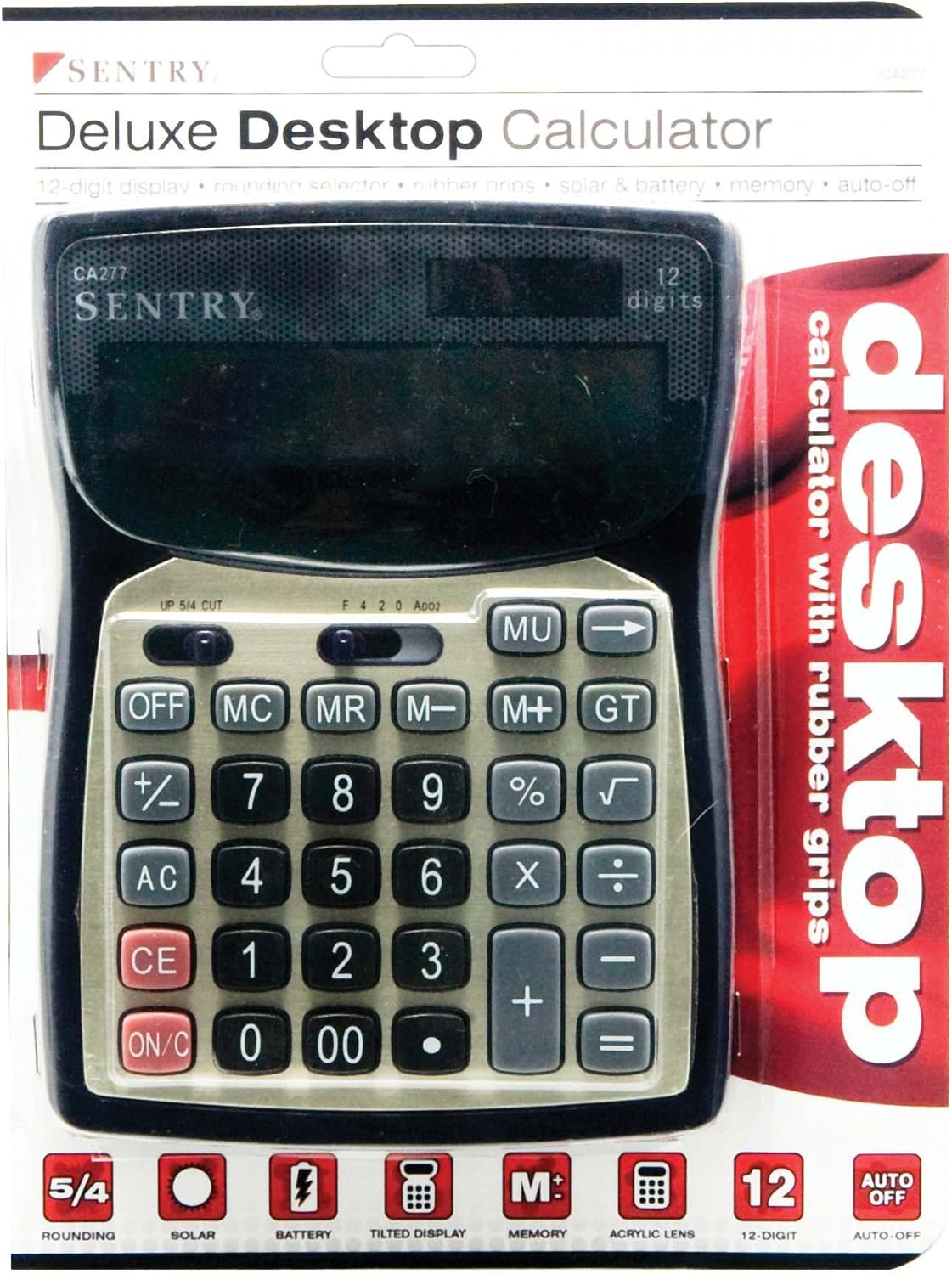 Calculadora de escritorio Sentry Deluxe, color negro (CA277)