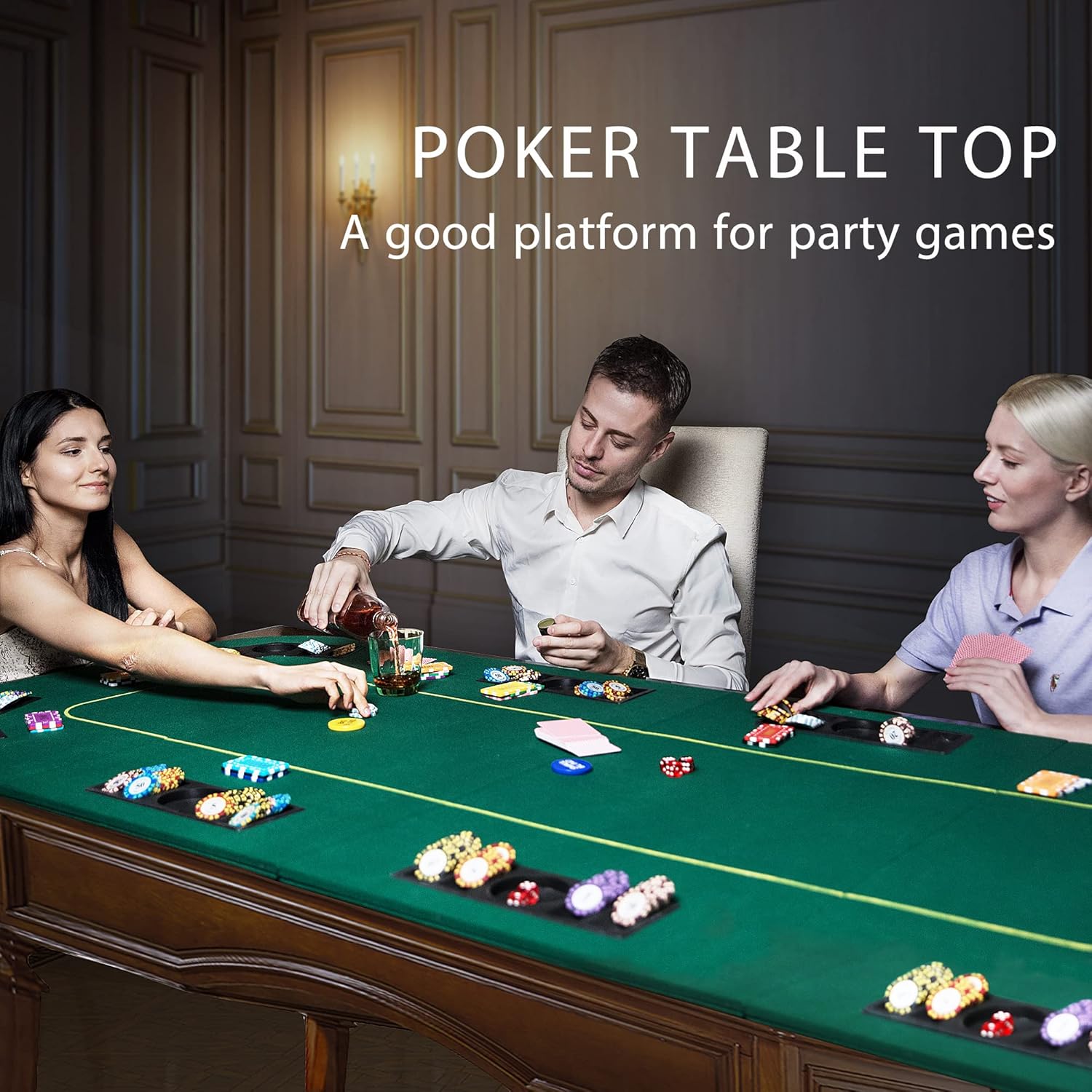 VIVOHOME 79 x 36 pulgadas plegable de Texas Poker Card de 8 jugadores, diseño de mesa, portátil, antideslizante, de goma, con portavasos y bolsa de
