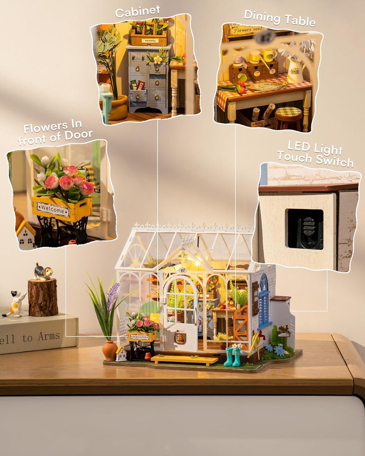 Rowood Kit de casa de muñecas de madera, kit de casa en miniatura para construir para vivir, kit de modelo de artesanía Mayberry Street para adultos