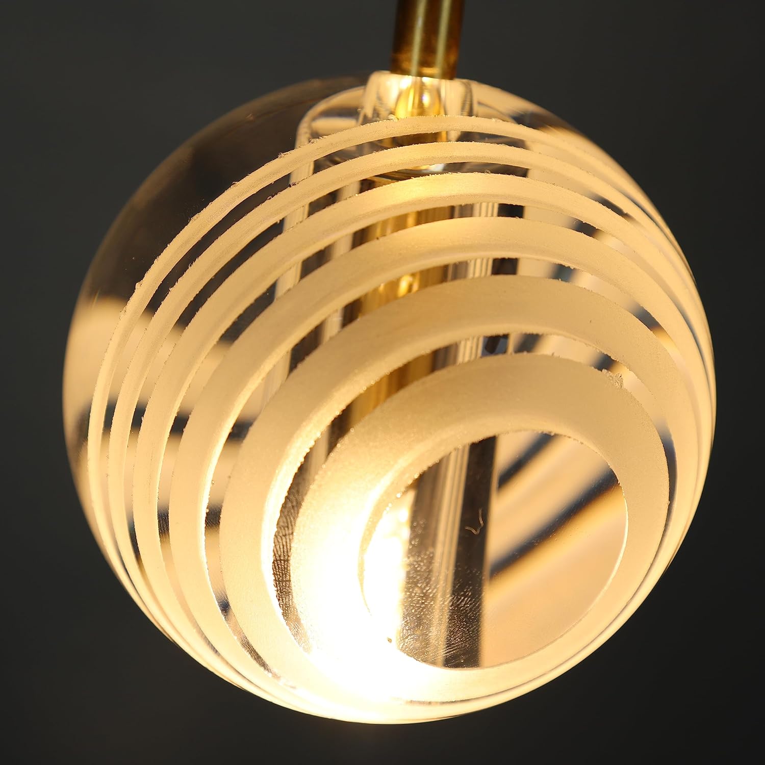 Moderna lámpara colgante redonda de cristal dorado con forma de globo de cristal, luces colgantes para isla de cocina, latón ajustable individual