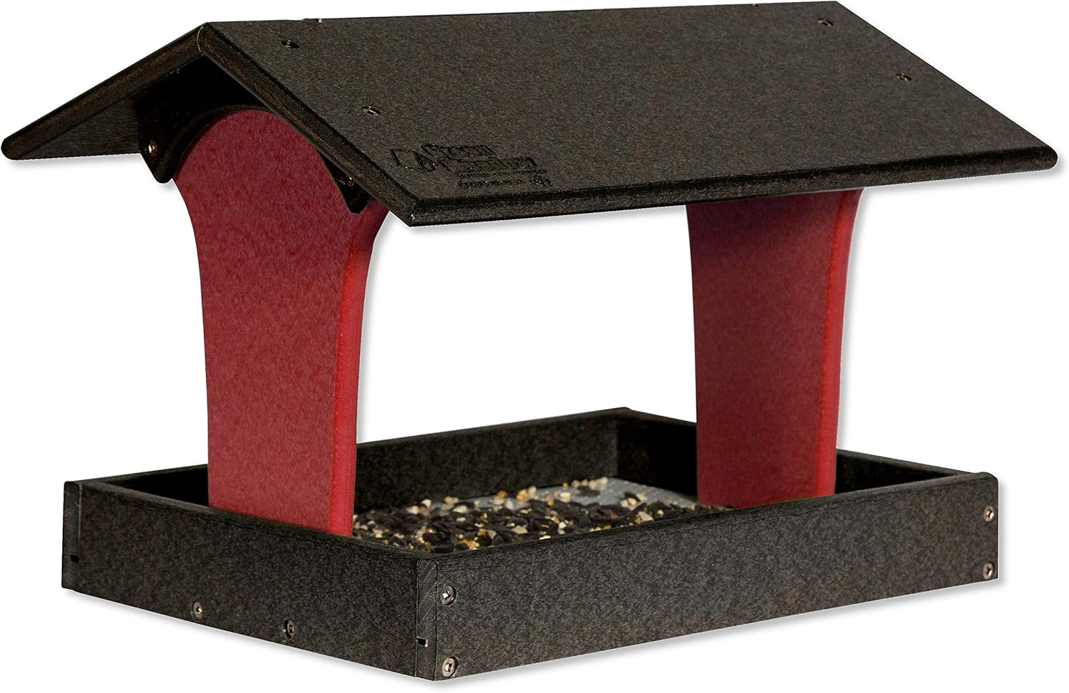 DutchCrafters Fly by – Comedero de plástico de polietileno para pájaros con techo cubierto para pájaros silvestres, duradero, para todo tipo de