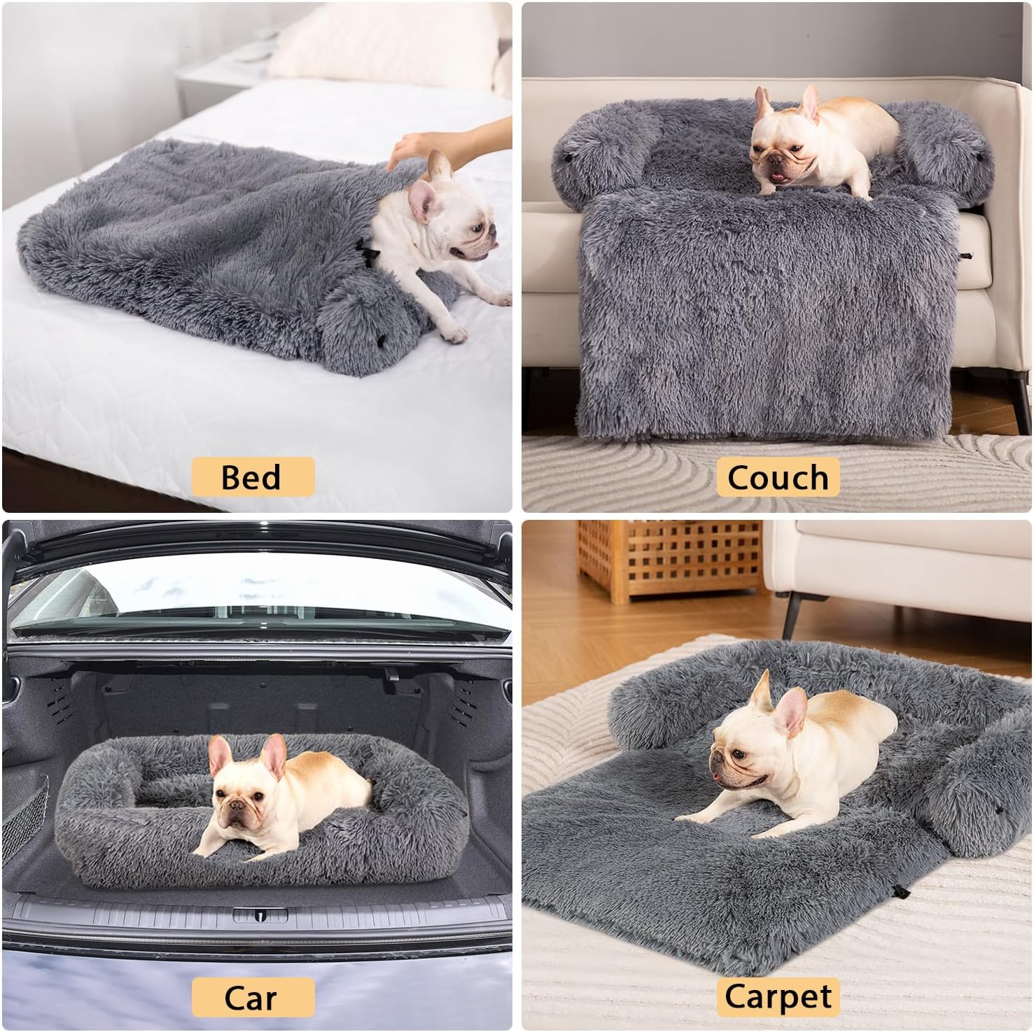 Alfombrillas relajantes 4 en 1 para cama para perros, sofá para mascotas, protector de muebles con funda extraíble lavable, impermeable,