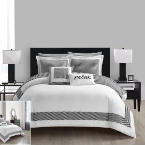 New York & Company Gibson – Juego de edredón de 7 piezas con diseño a rayas, colección de hotel, ropa de cama en una bolsa, sábanas decorativas, New York & Company Gibson – Juego de edredón de 7 piezas con diseño a rayas, colección de hotel, ropa de cama en una bolsa, sábanas decorativas,