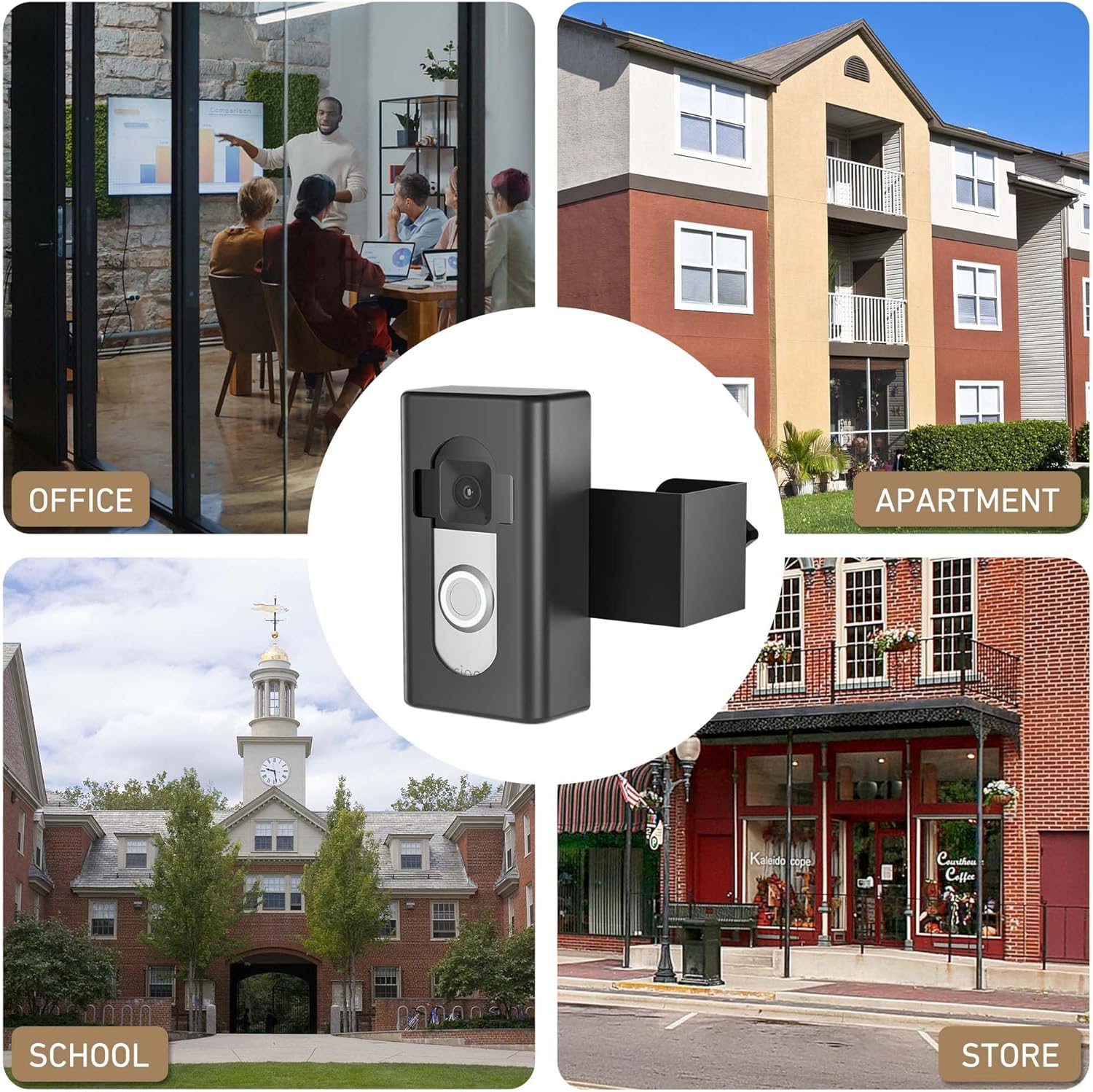 Soporte de timbre de video antirrobo, soporte de timbre AHBTEYM sin taladro, accesorios para alquileres de apartamentos y casas compatibles con