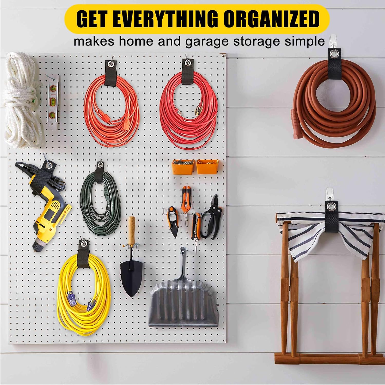 Organizador de cables de extensión, paquete de 8 soportes de cable de extensión de 10 pulgadas, resistente de 1.5 pulgadas de ancho, organizador de