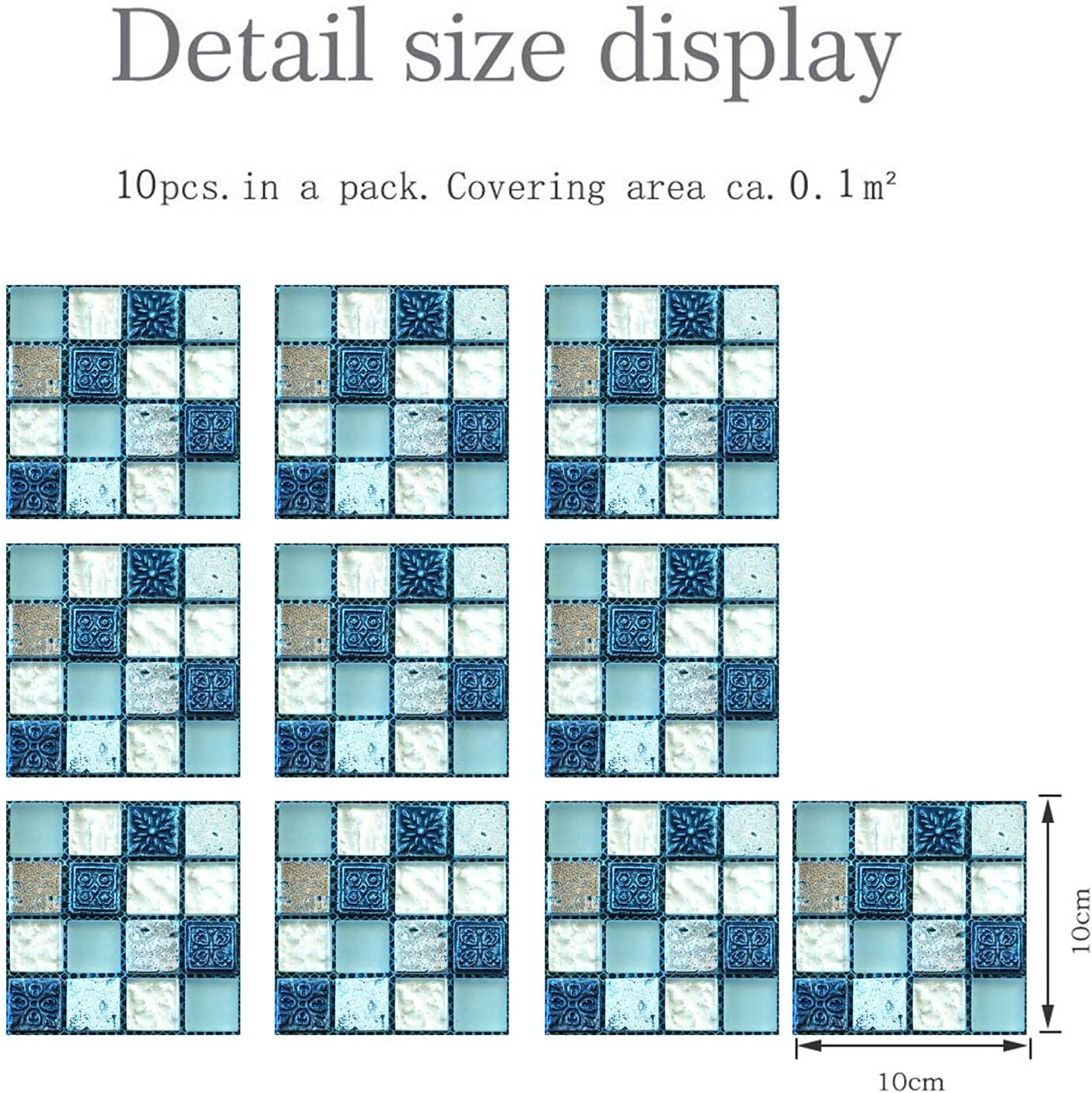 Azulejos autoadhesivos para pared de baño, azulejos 3D autoadhesivos para baño, mesa de lavandería, calcomanías de escalera de 10 hojas