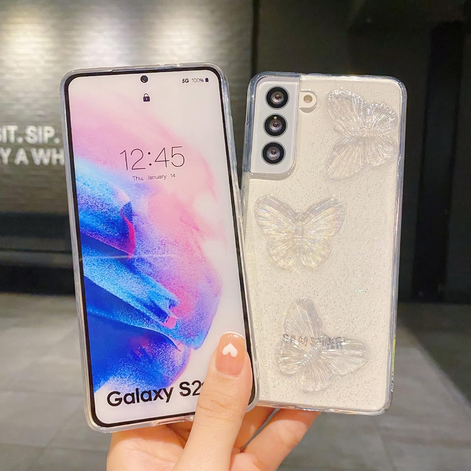 LXXZBC Funda delgada y transparente para Samsung Galaxy S20 Ultra, diseño de mariposa 3D para mujeres y niñas, a la moda, brillante, suave,
