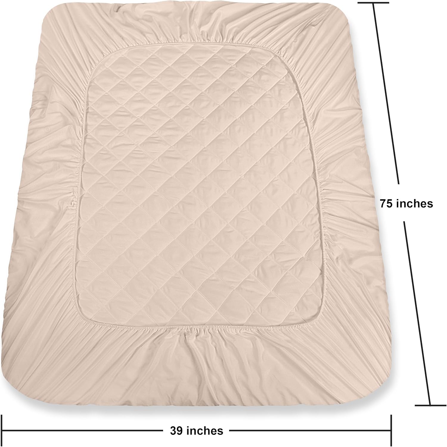 Utopia Bedding Protector de colchón acolchado, tamaño individual, protector de colchón elástico ajustable y funda que se estira hasta 16 pulgadas de