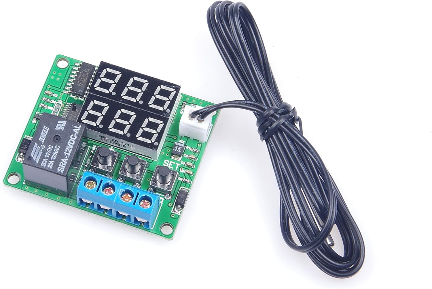 LM YN Módulo de termostato digital de 12 V CC de -58  a 257  Fahrenheit, pantalla de temperatura controlador de temperatura con relé de 20 A, sonda
