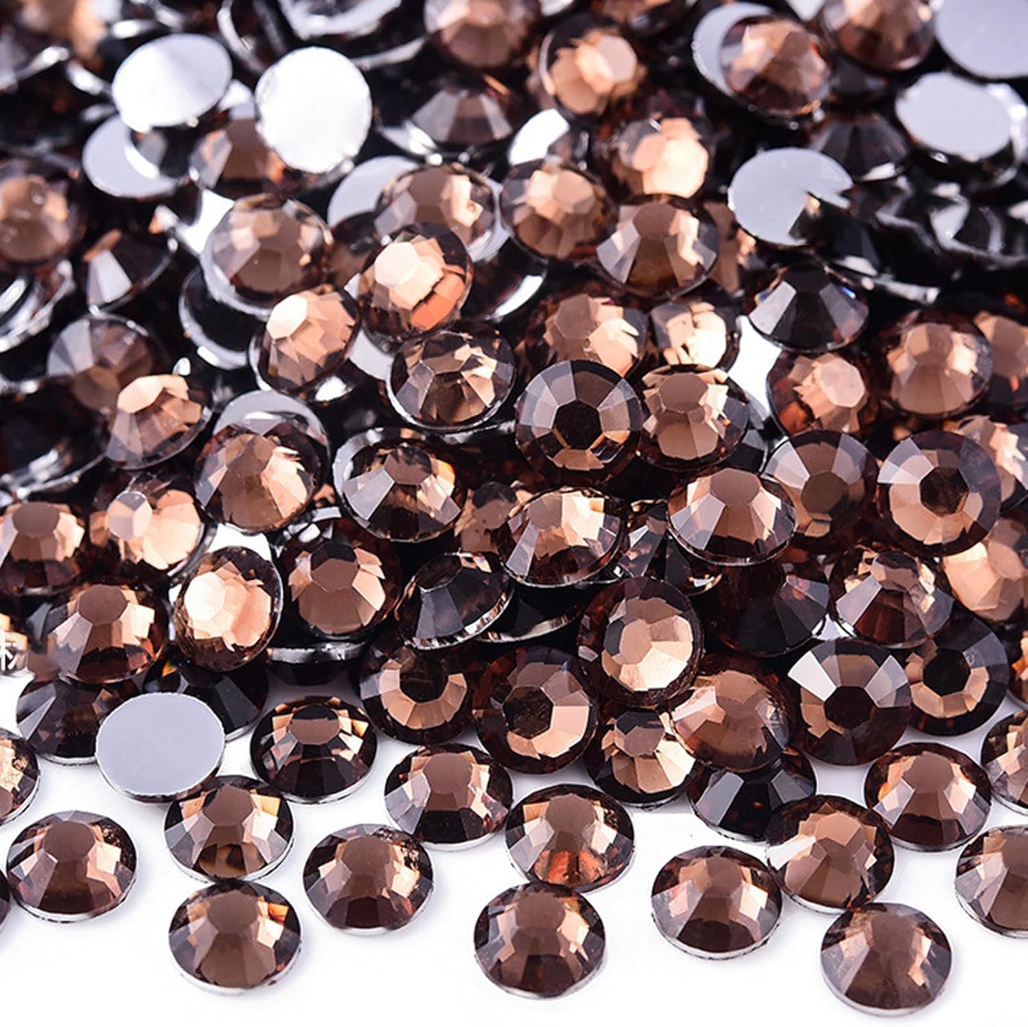 3000 diamantes de imitación de resina de 0.197 in con parte trasera plana para manualidades, color café oscuro, diamantes de imitación de parte