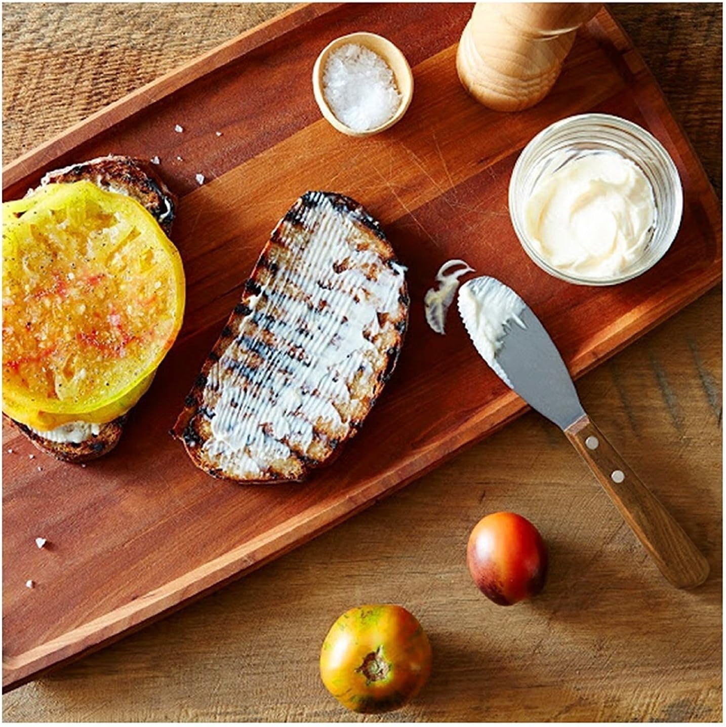 Adorox Cuchillos de cocina anchos de acero inoxidable para sándwiches, mantequilla y queso (juego de 4)