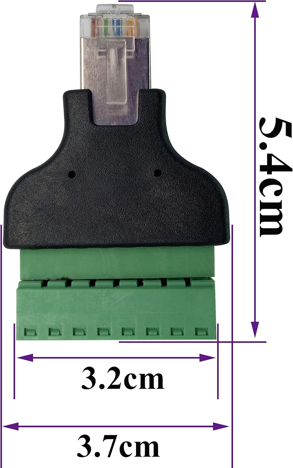 Terminal de tornillo RJ45 8P 8C macho a 8 pines hembra, terminales tipo tornillo, enchufe de red Ethernet para acoplador AV CCTV UTP DVR Cat5 Cat6