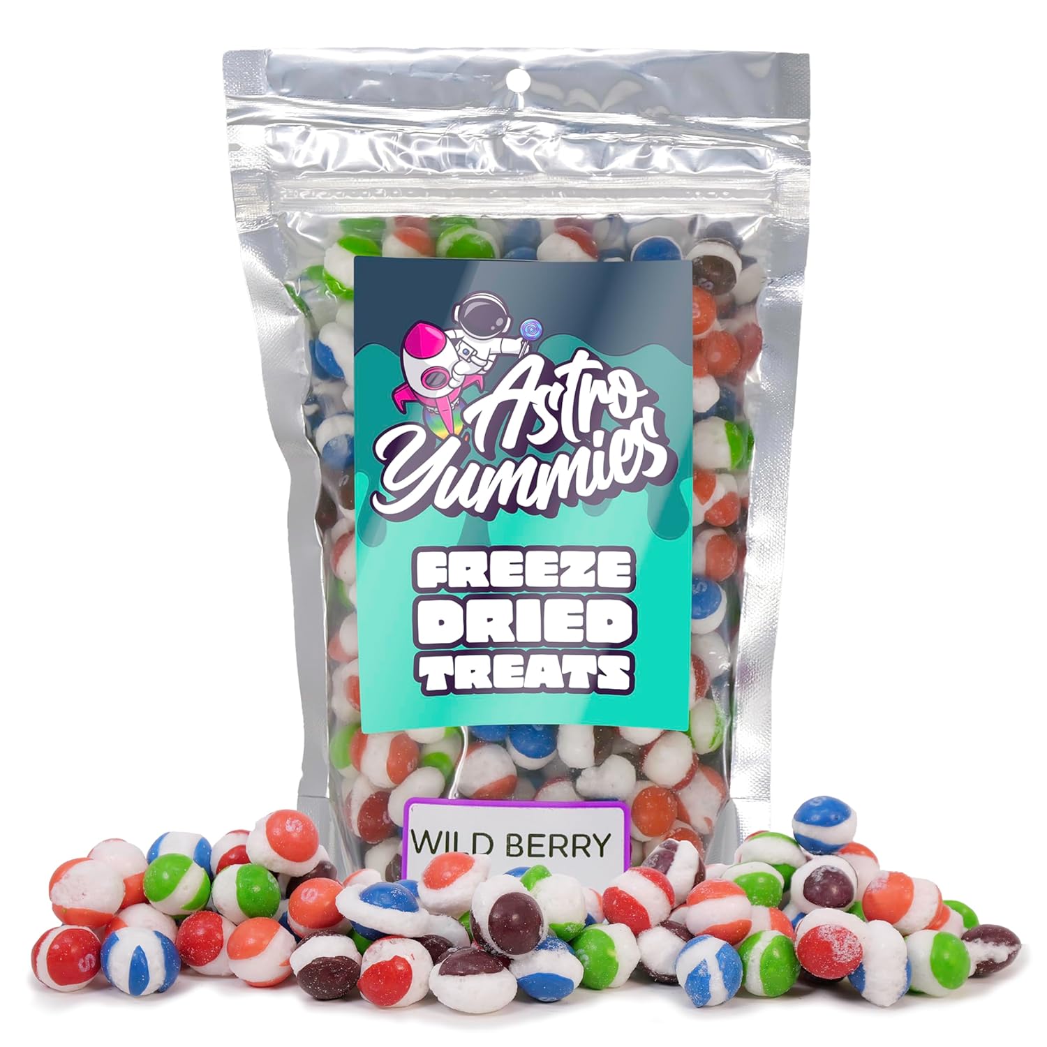 Astro Yummies Caramelo de arcoíris Skittles de bayas silvestres liofilizadas (media libra8 onzas), sabor afrutado extremo, golosinas crujientes,