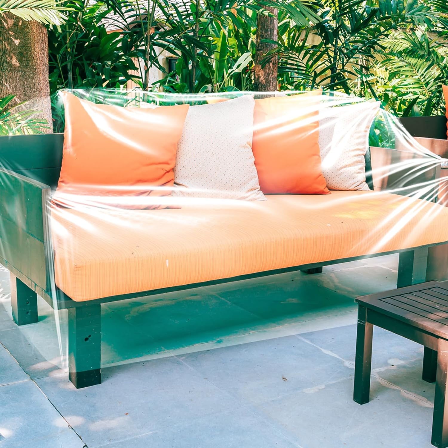 Tudomro Funda para silla de plástico para exteriores, impermeable, a prueba de polvo, funda de sofá de plástico transparente para muebles, sofá,