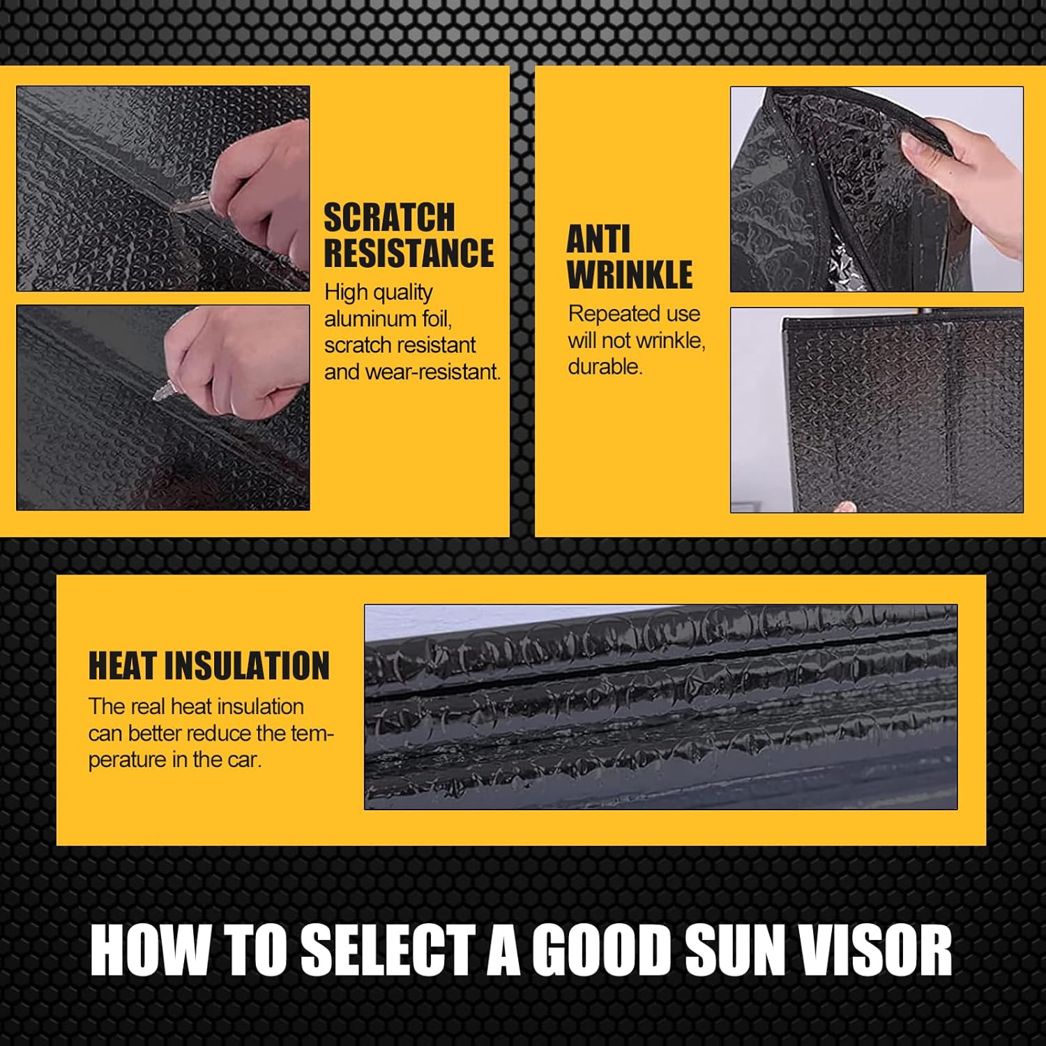 Pack-1 Car Windshield Sun Cover, Keep Your Vehicle Cool, 55.11″ x 27.55″ Double-Sided Universal Heat Insulation, Thicken Foldable Vehicle Window UV