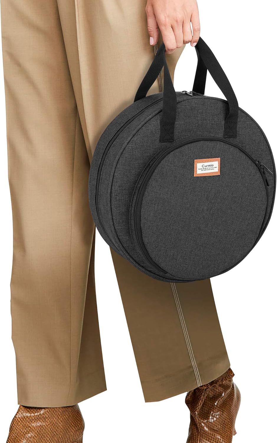 CURMIO Bolsa de bordado, bolsa de transporte portátil para proyectos de bordado y kits de herramientas de punto de cruz, solo bolsa, color negro