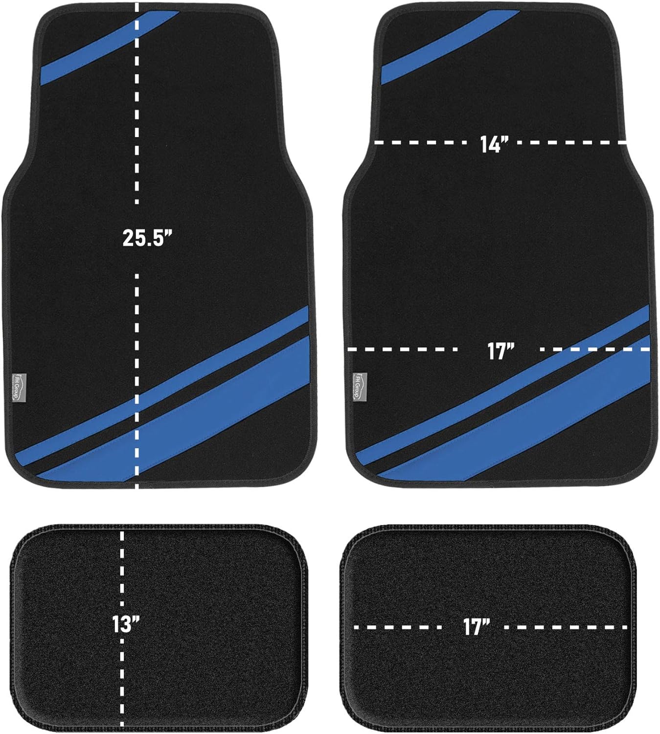 FH Group F14501GRAY – Juego completo de alfombras para suelo de ajuste universal